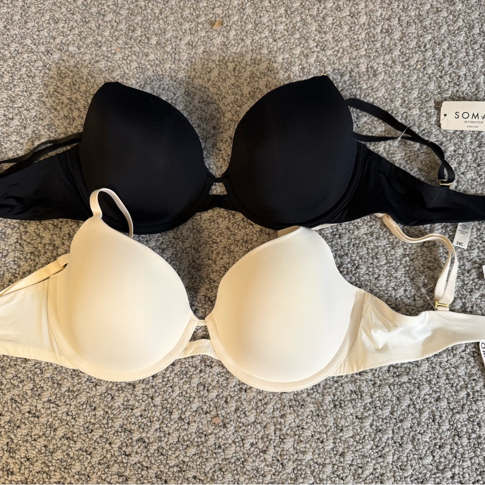 Soma Black and Cream Bra Duo